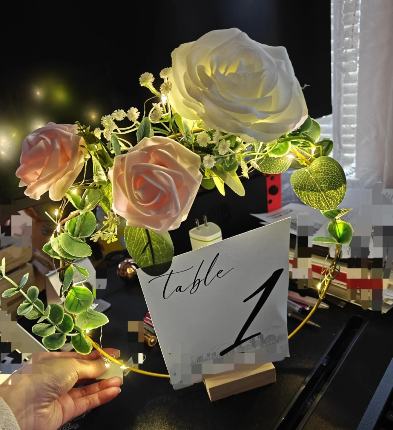 Set of 10 Gold Floral Hoop Wedding Centerpieces - photo 2