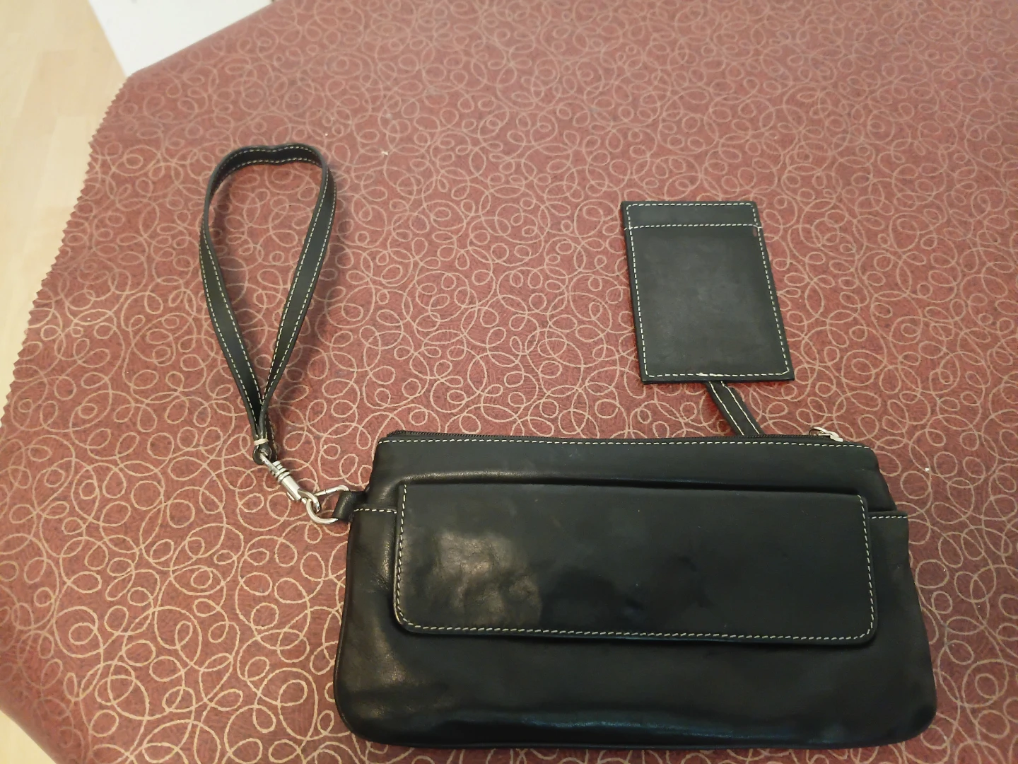 Fjallraven Black Leather Wristlet