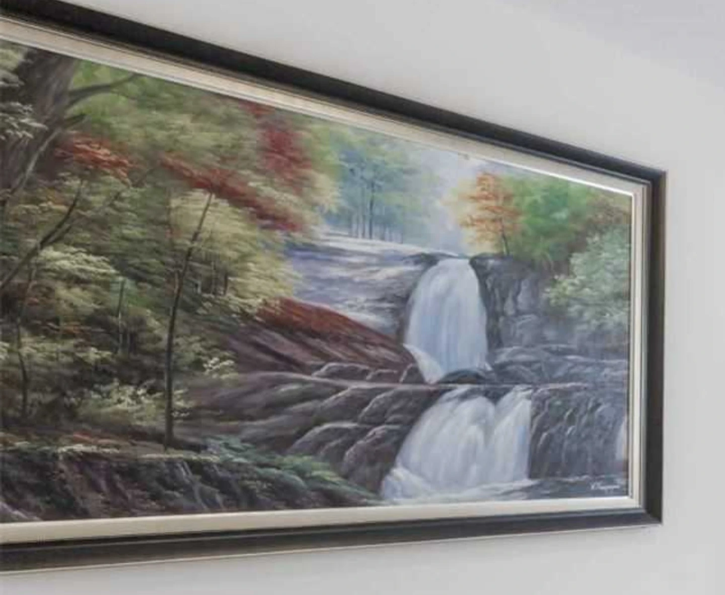 Framed Waterfall Painting