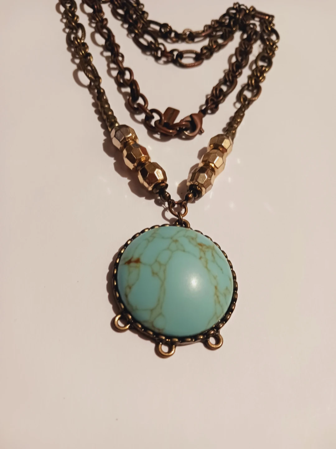 Layered Necklace with Turquoise Pendant - photo 4