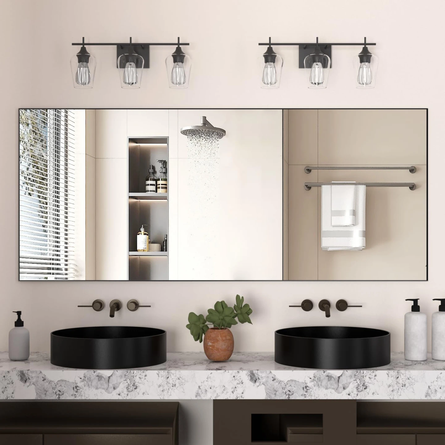 Full Length Mirror 56"x21" Floor Mirror Large Black Body - photo 4
