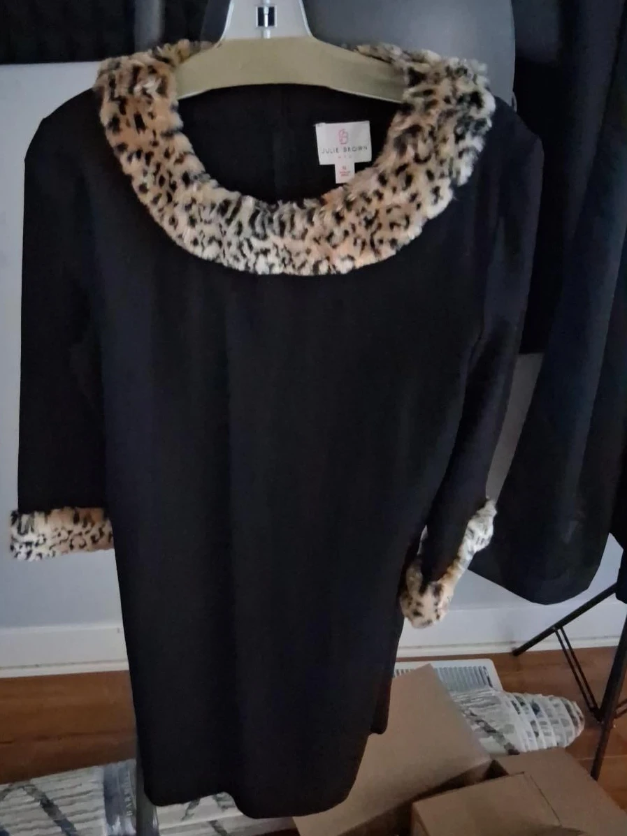 Julie Brown NYC Black Dress with Leopard Trim - XL - photo 2