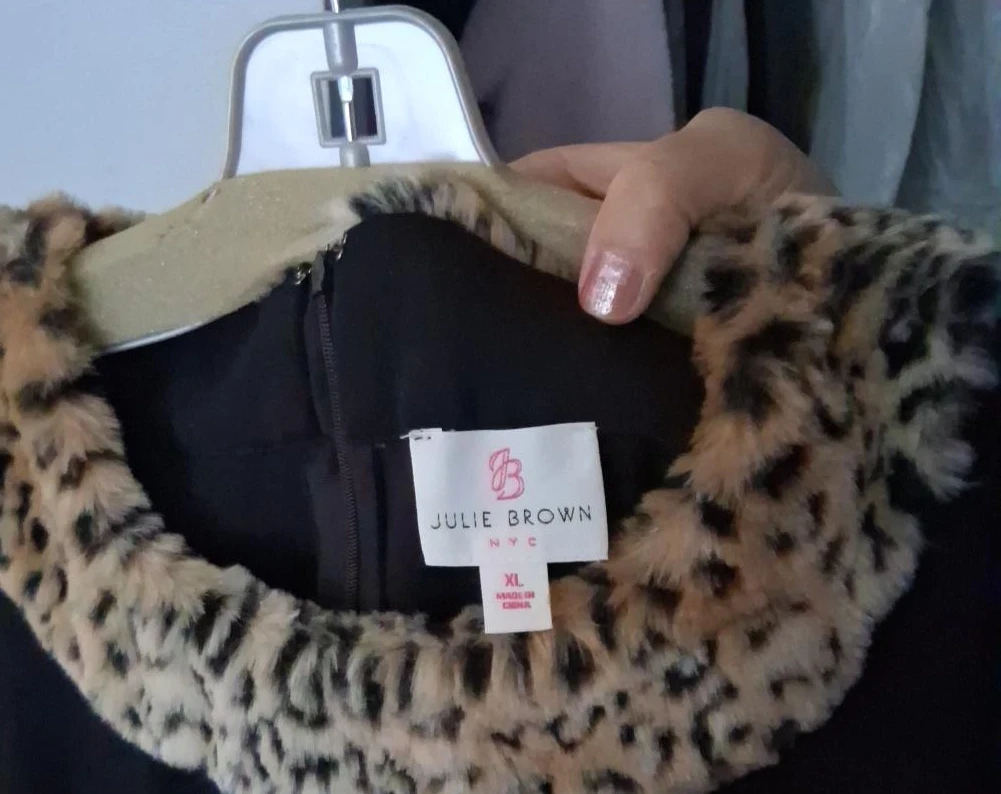 Julie Brown NYC Black Dress with Leopard Trim - XL - photo 4