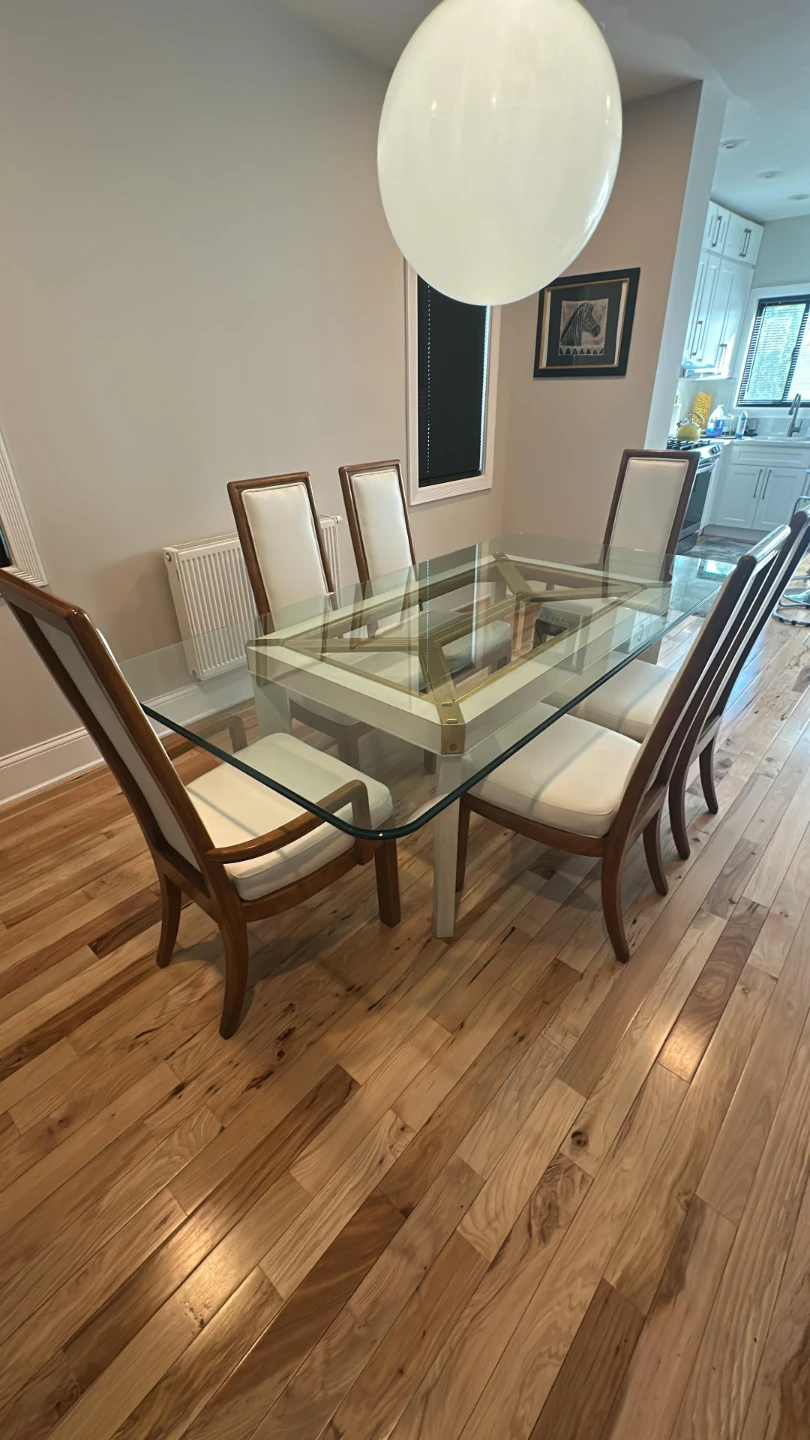 Glass Top Dining Table with 6 Chairs