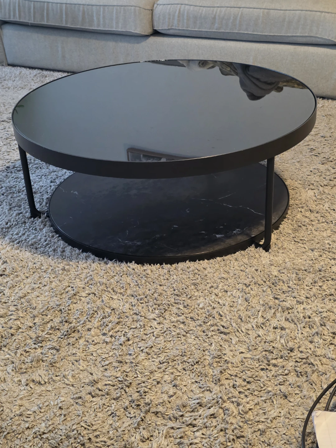 FRÖTORP Coffee table, anthracite marble effect/black glass - photo 2