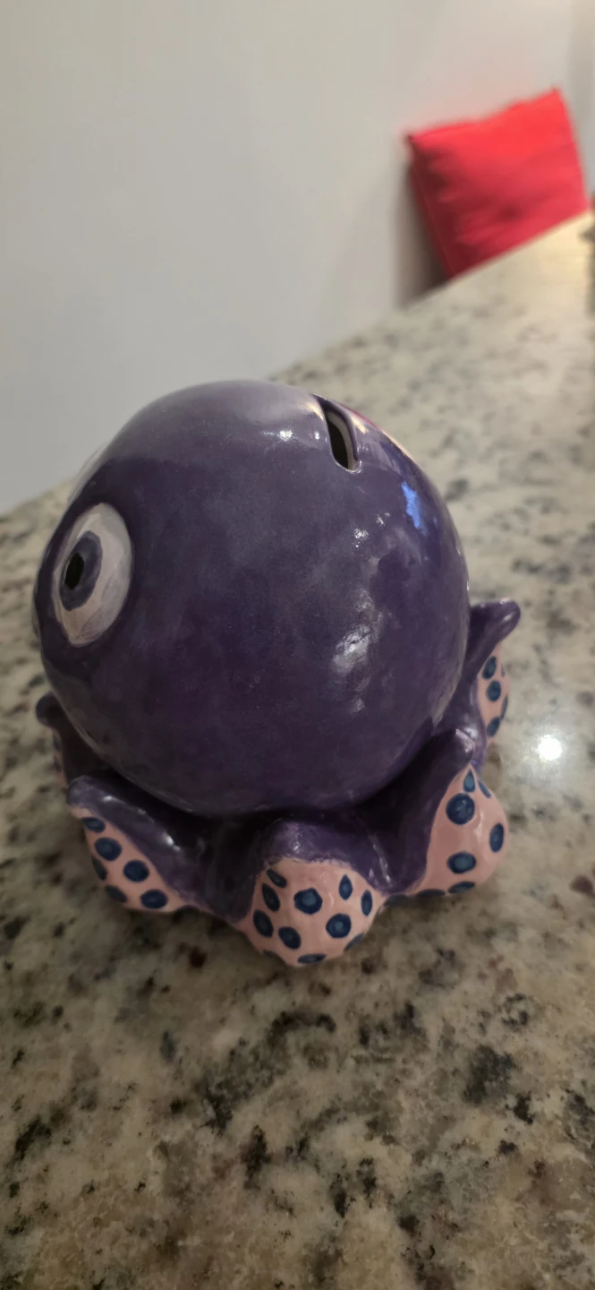 Purple Octopus Ceramic Piggy Bank - photo 5