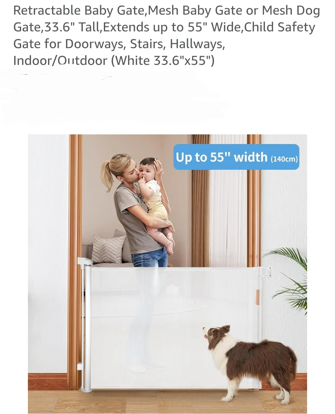 Retractable Baby Gate - Mesh Safety Gate - photo 2
