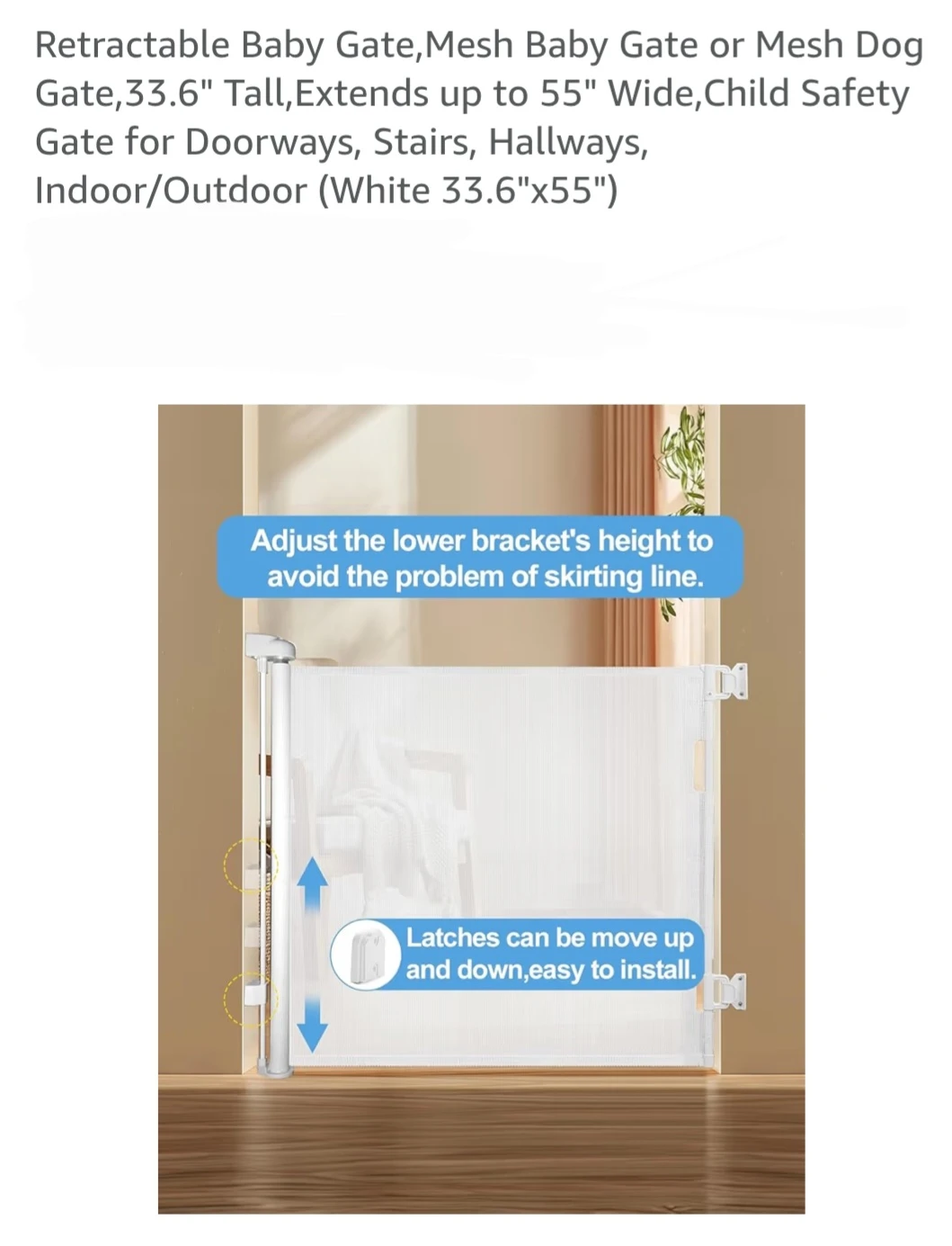 Retractable Baby Gate - Mesh Safety Gate - photo 3