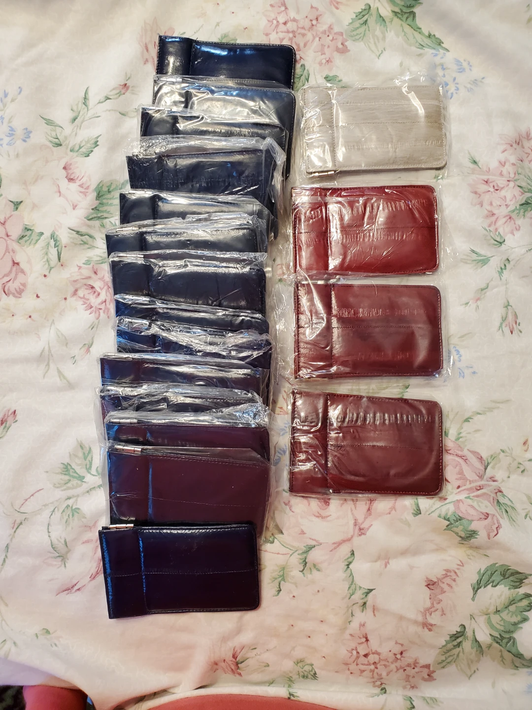 Eel skin pinch wallets assorted colors