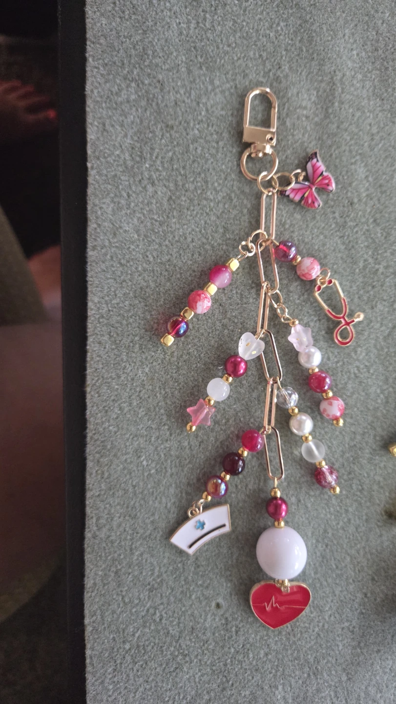 Beaded Keychain with Butterfly Charm