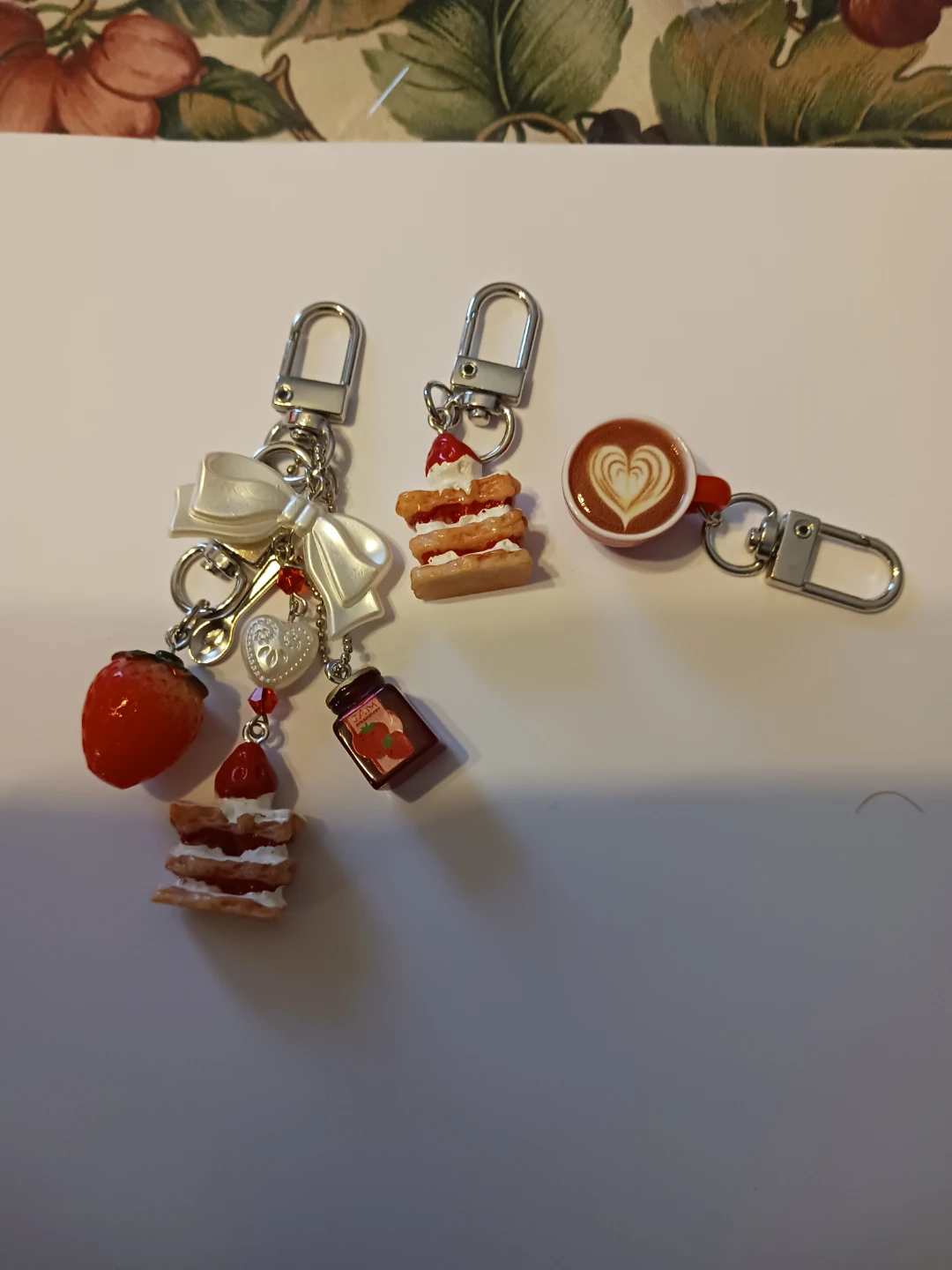 Strawberry themed Key chain Charms - Strawberry, Cake & Coffee - photo 2