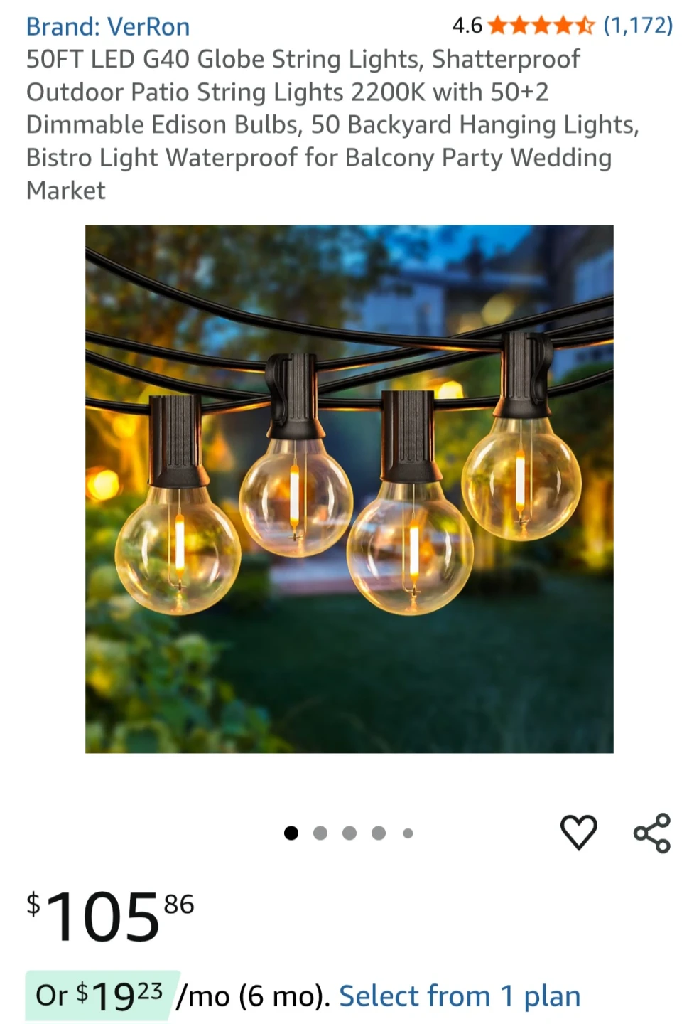 Brightown Clear G40 Globe String Lights