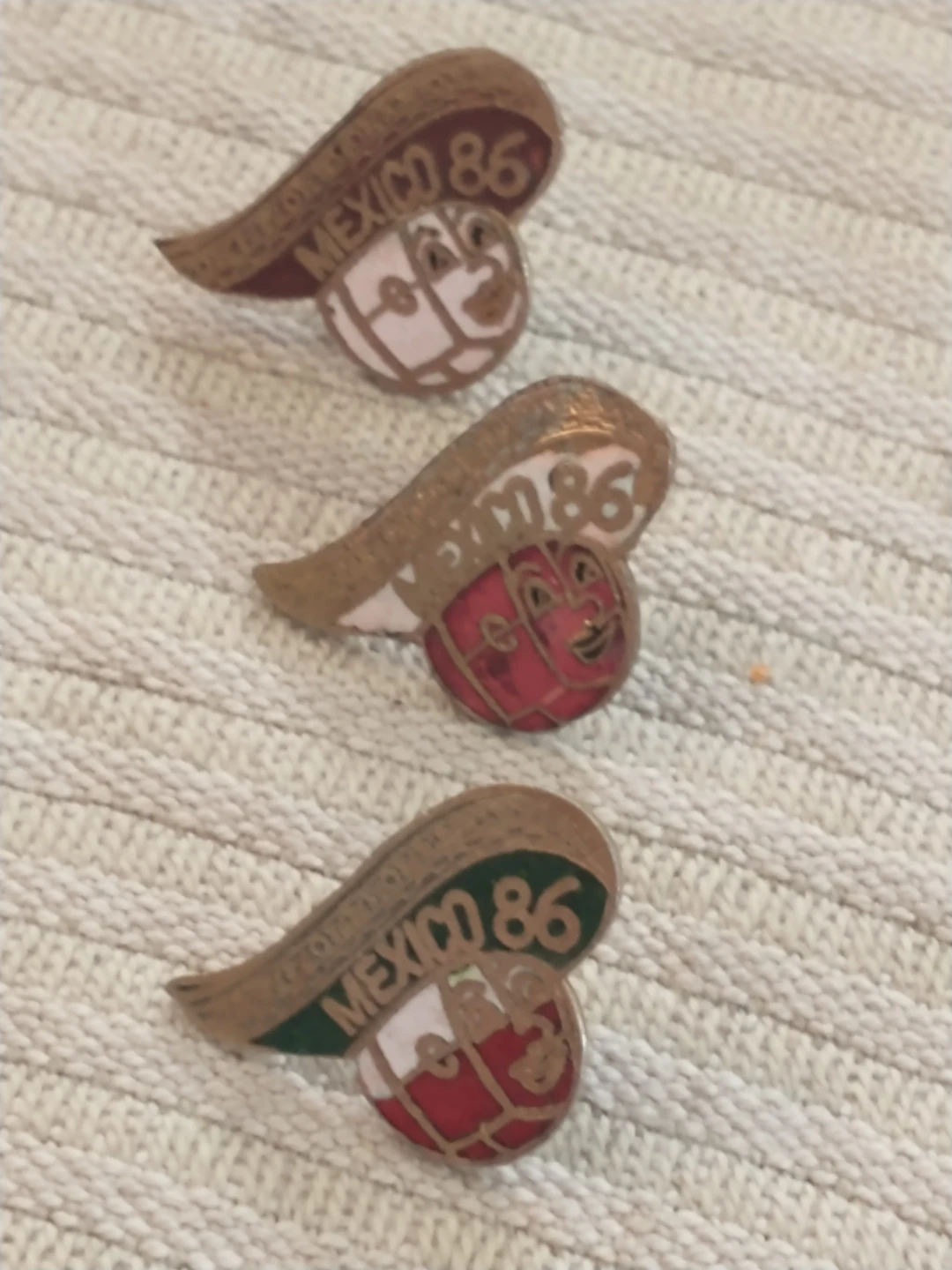 Set of three Mexico 86 World Cup Soccer Pin Set