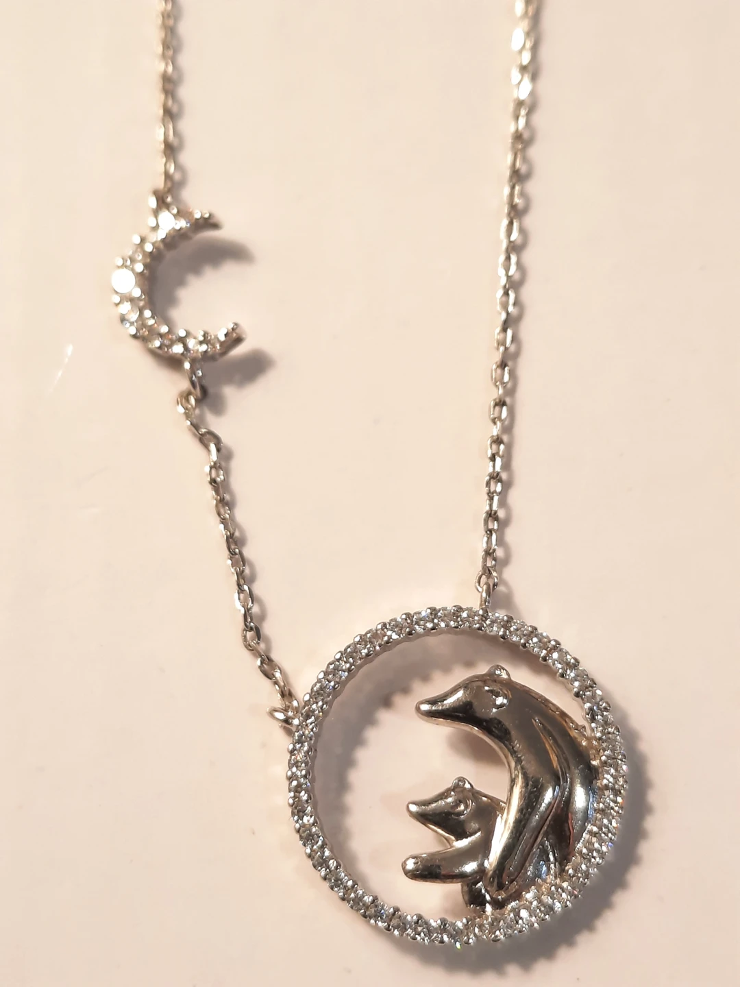 Bear mother and baby Moon Necklace