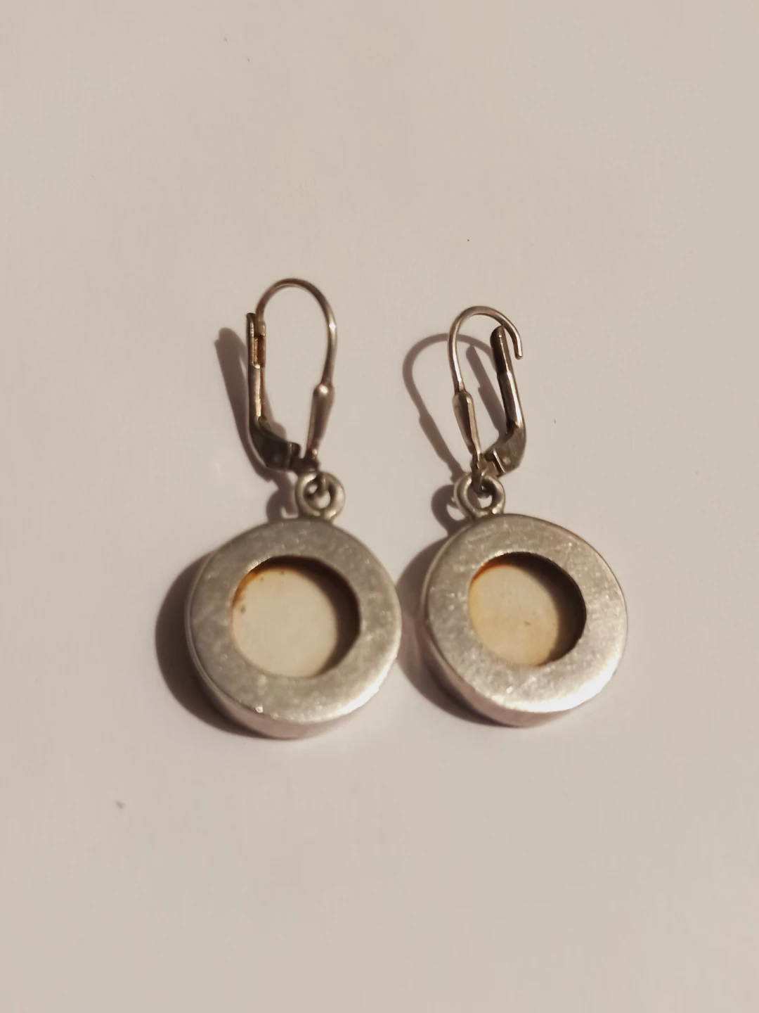 Sterling Silver 925 Stamped Round Drop Earrings - photo 3
