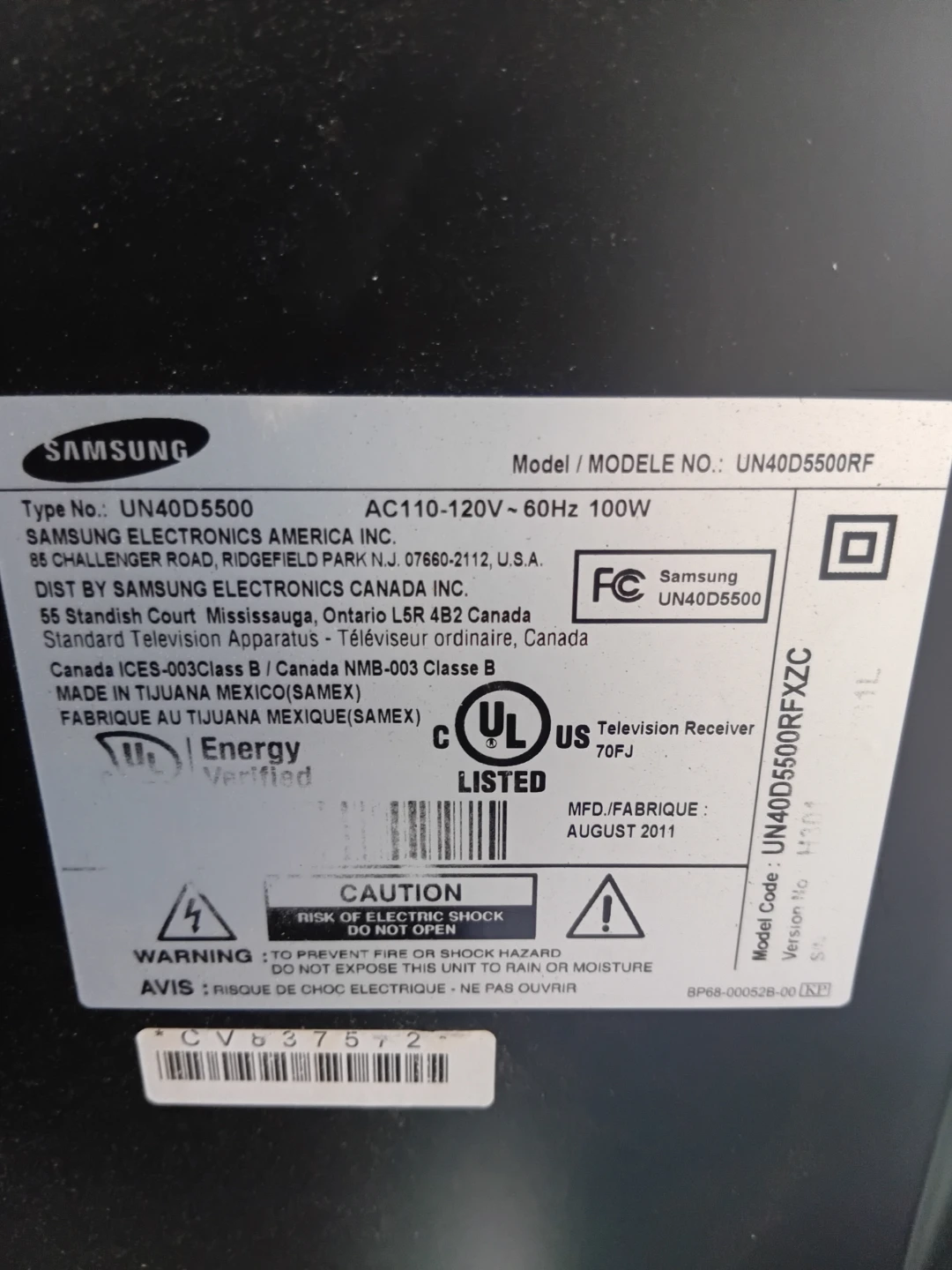Samsung UN40D5500RF Television - photo 4