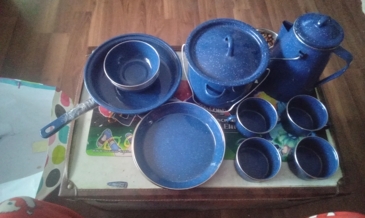 Blue Speckled Enamel Camp Cookware Set