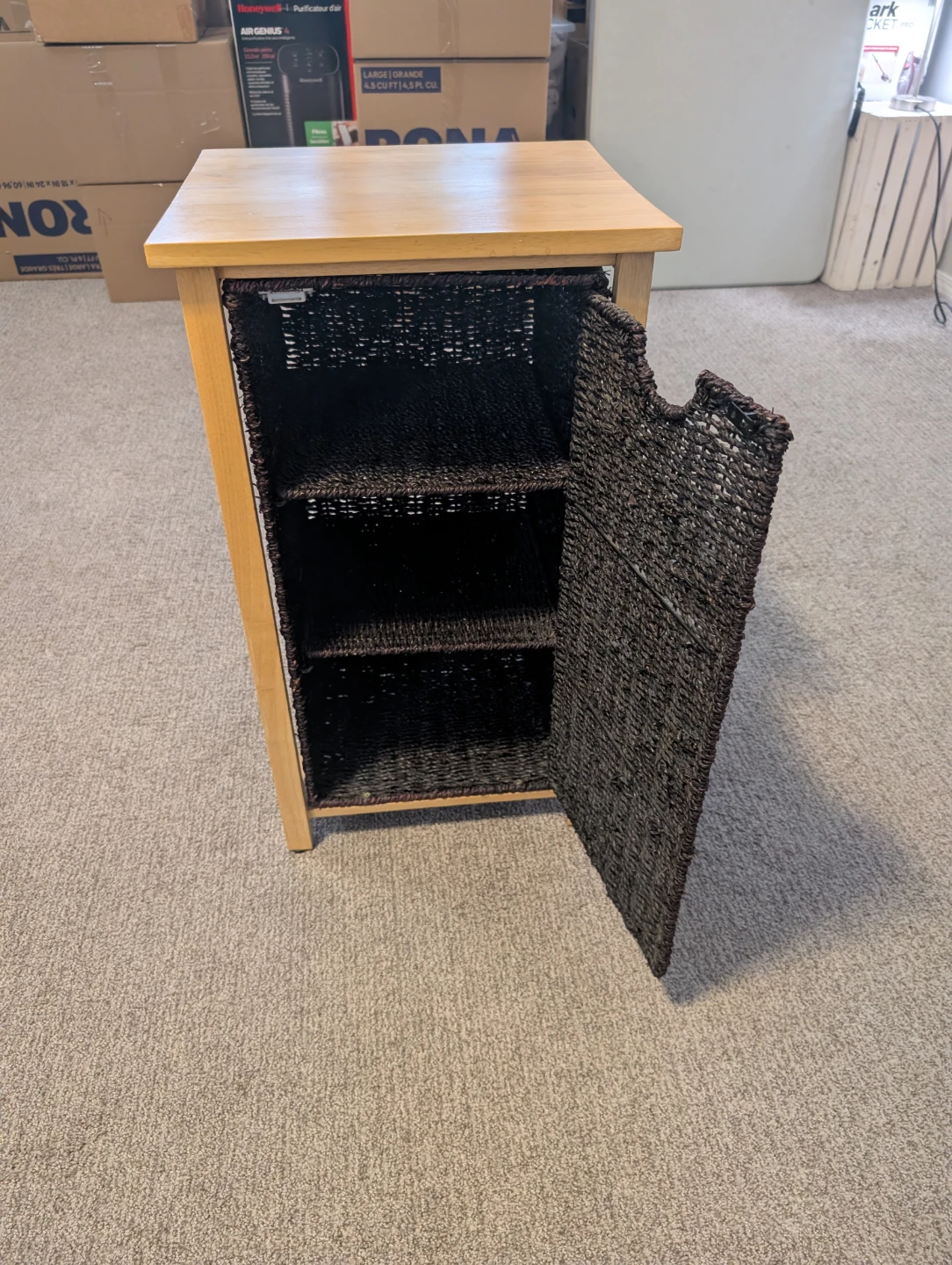 Wooden Side Table with Woven Basket - photo 3