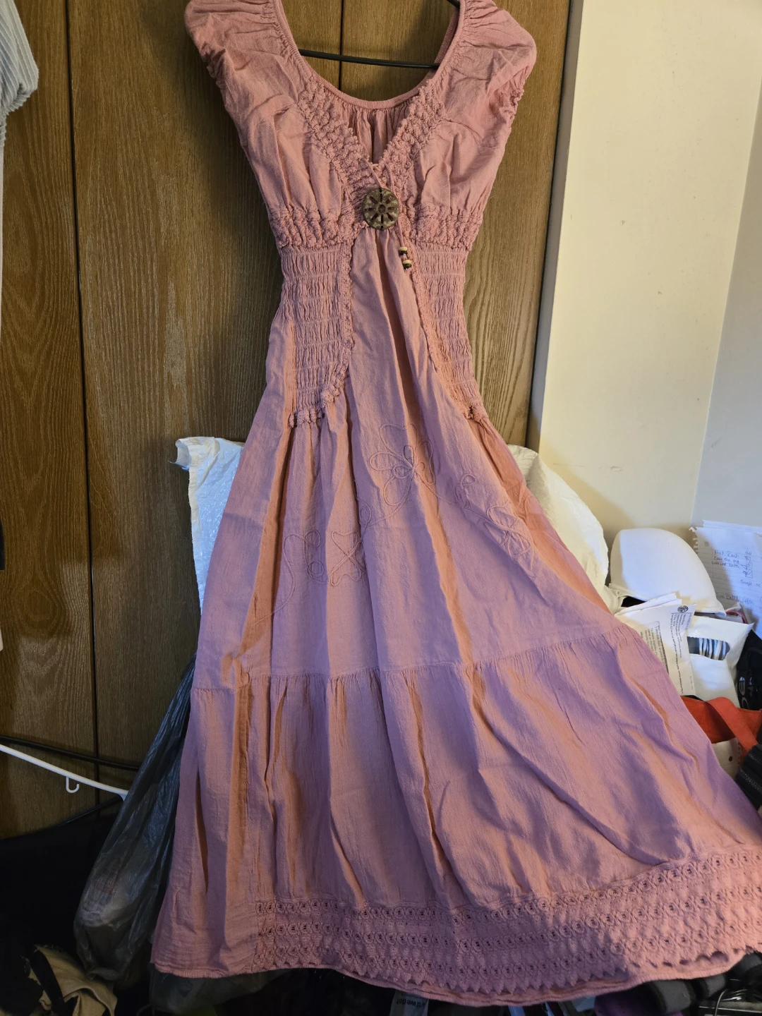 Pink Boho Maxi Dress with Smocked Bodice - photo 3