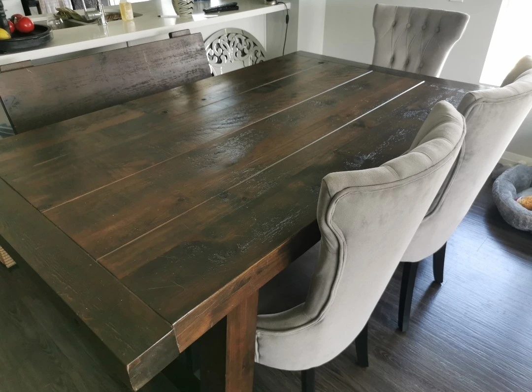 Solid Wood Dining Table - Dark Brown - photo 2