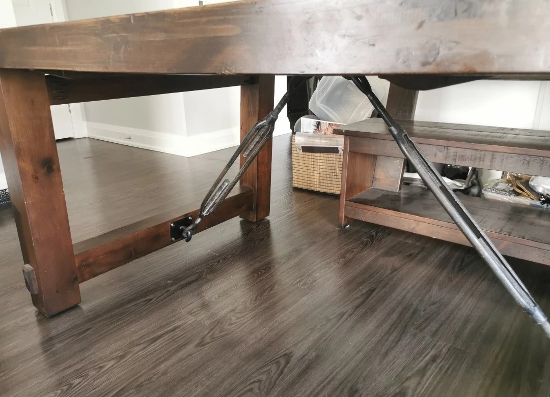 Solid Wood Dining Table - Dark Brown - photo 4