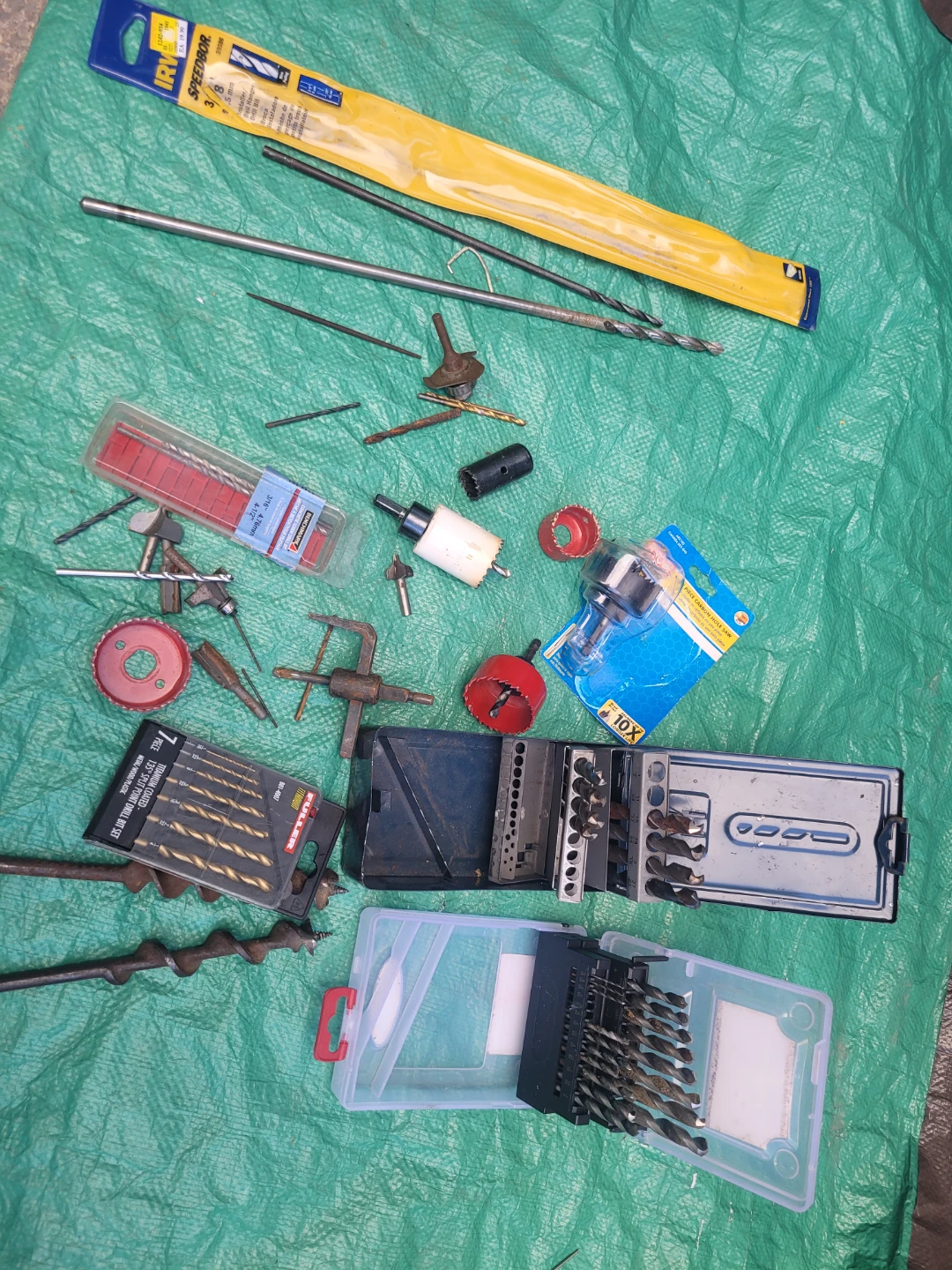 Lot Drill and Router Bit Assortment and Hole Saw Set