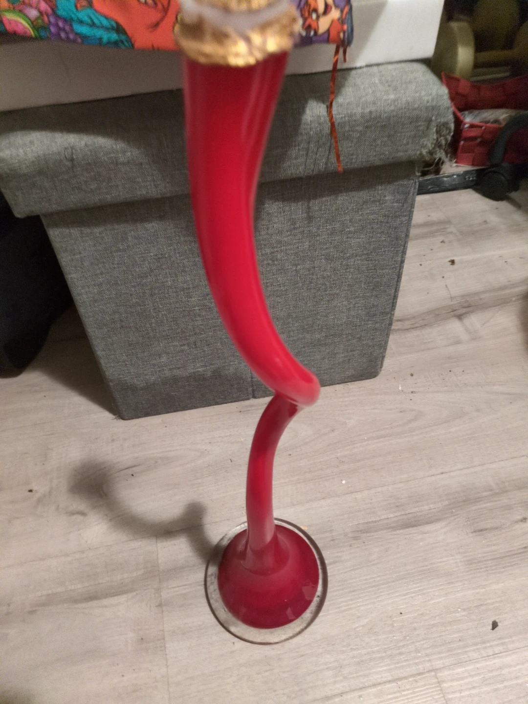 Red Swirl Glass Vase