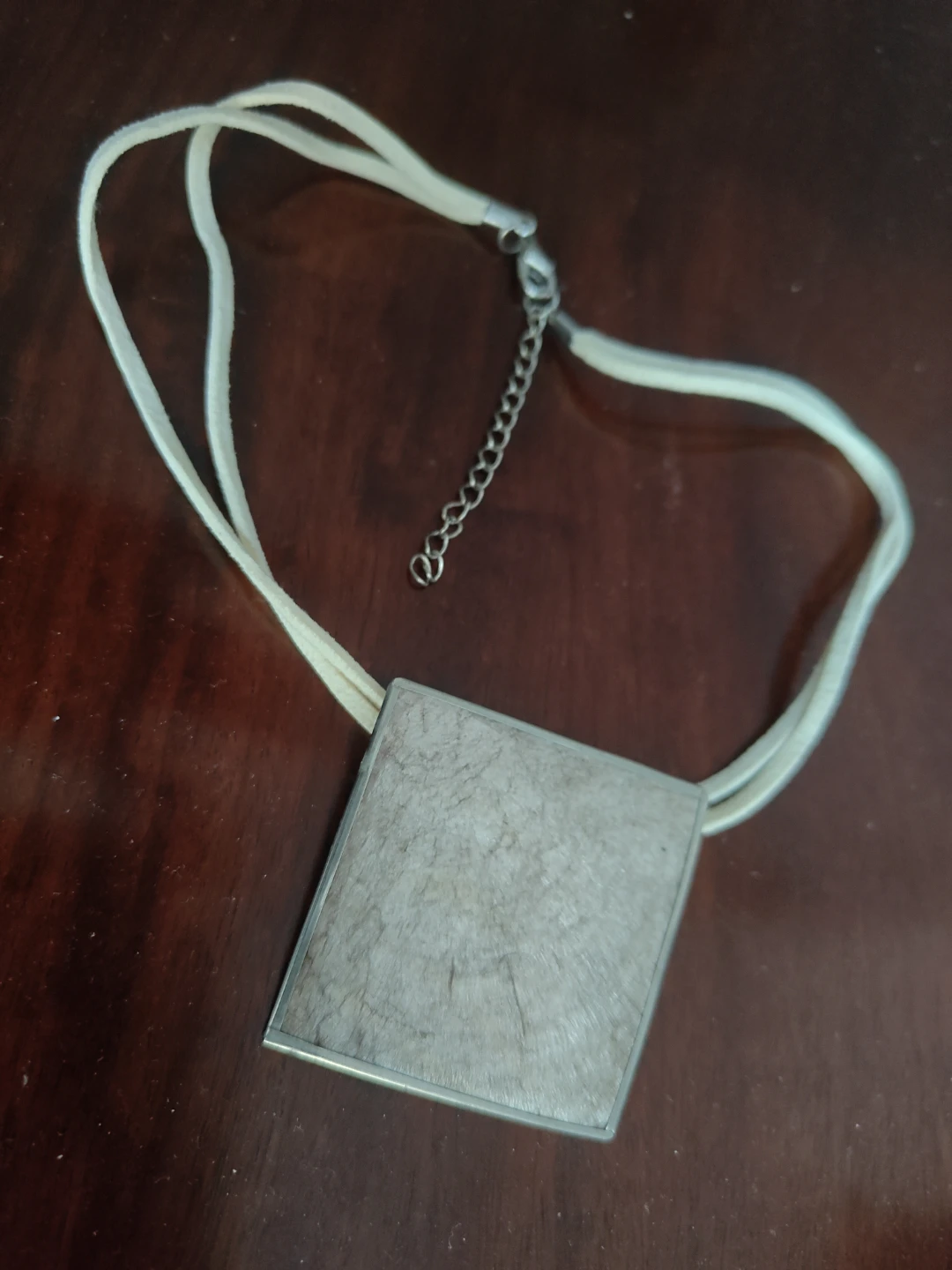 Square Pendant Necklace with Suede Cord - photo 3