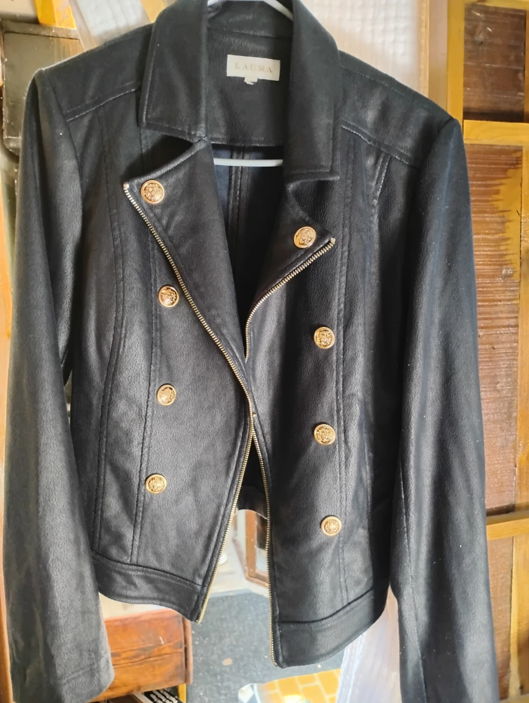 Laura Black Faux Leather Biker Jacket