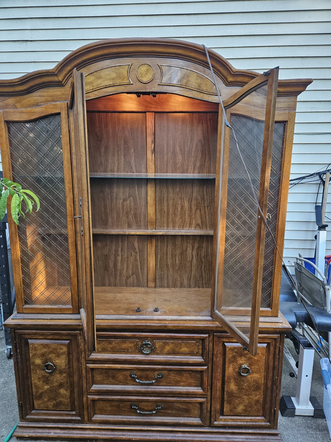 Vintage Wood Hutch with Glass Doors - photo 4