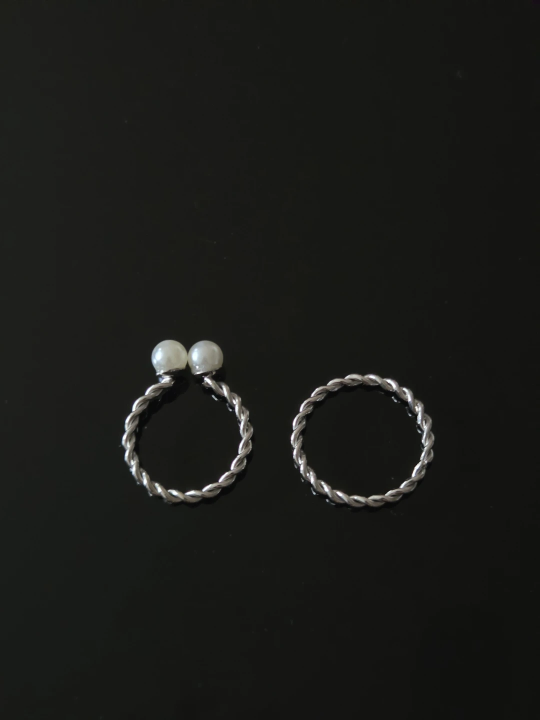 Twisted Ring Set with Pearls ⚽ - photo 3