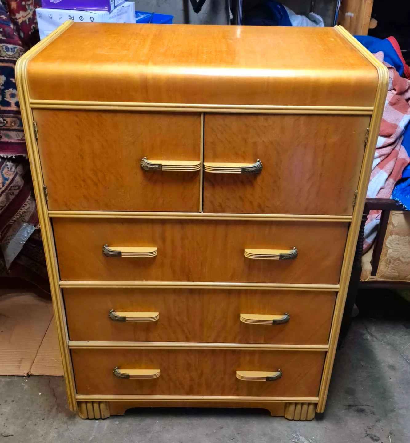 Beautifully Restored Art Deco Cinnamon Walnut Tallboy Dresser - photo 4