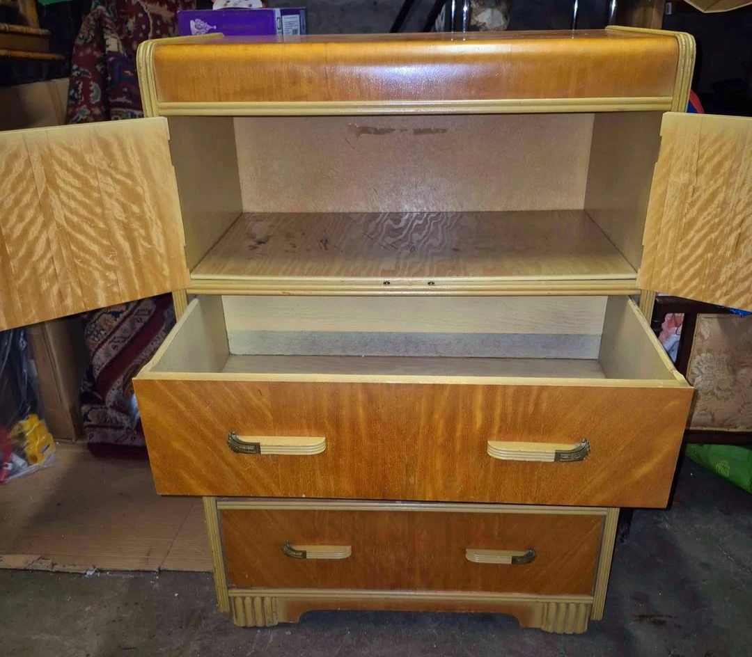 Beautifully Restored Art Deco Cinnamon Walnut Tallboy Dresser - photo 5
