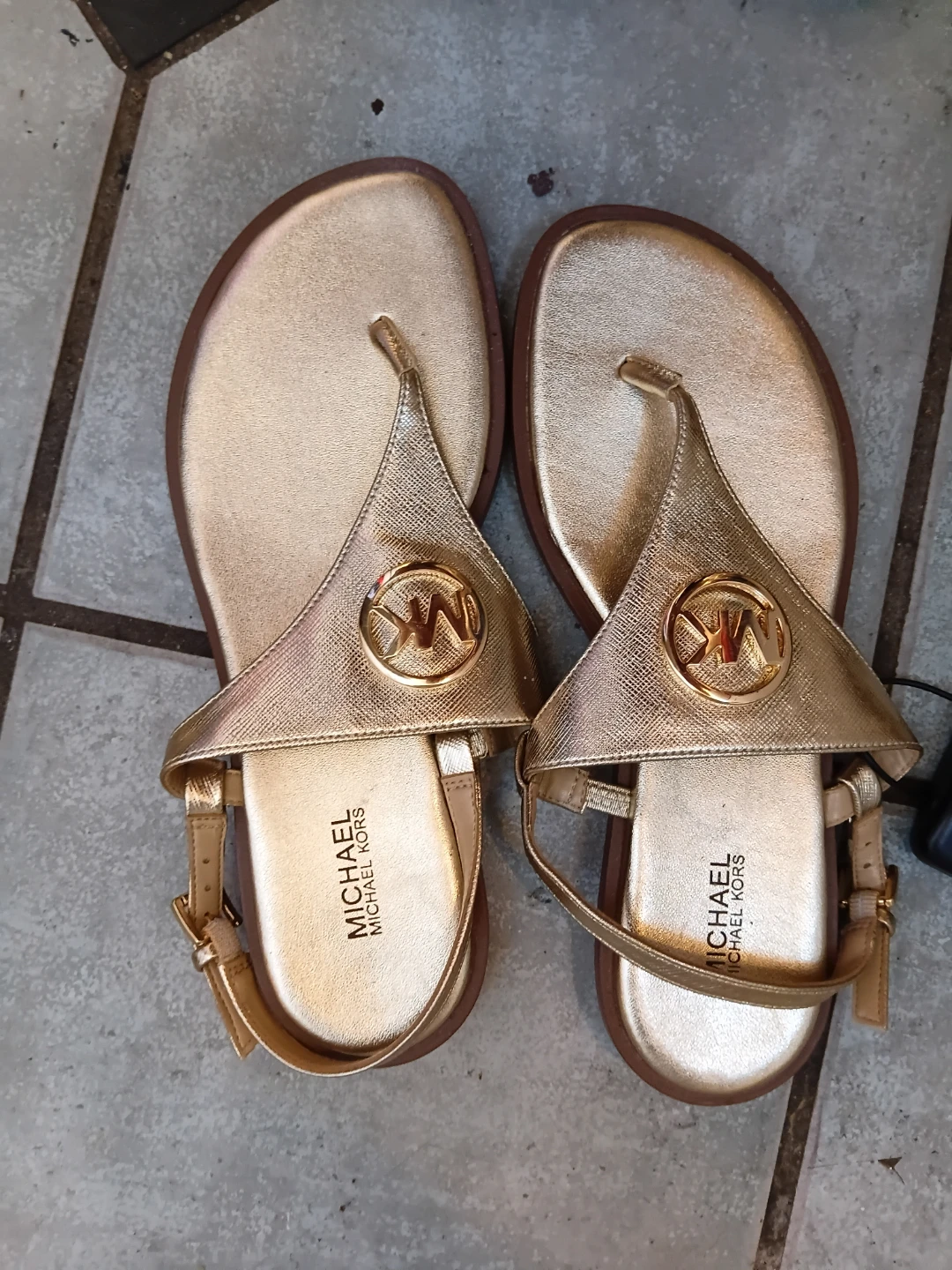 Michael Kors Gold Thong Sandals