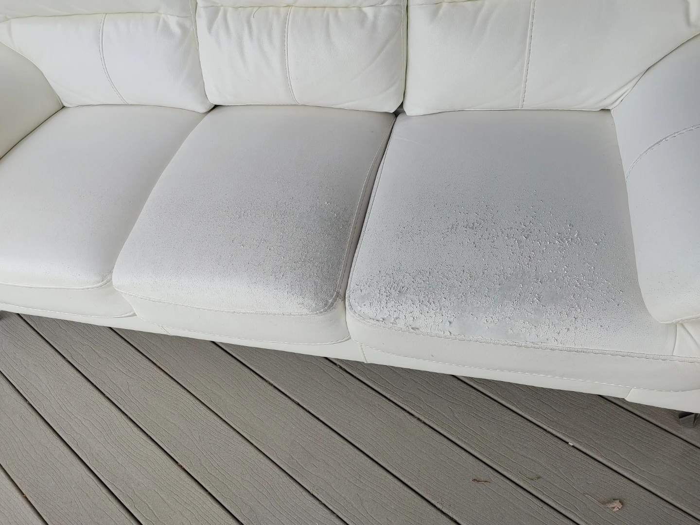 White Faux Leather Sofa - photo 3