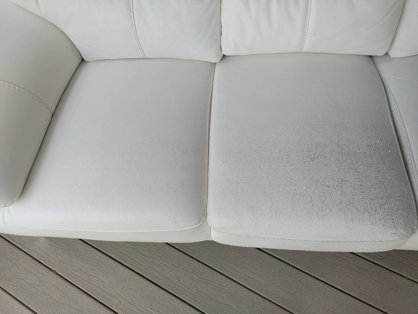 White Faux Leather Sofa - photo 5