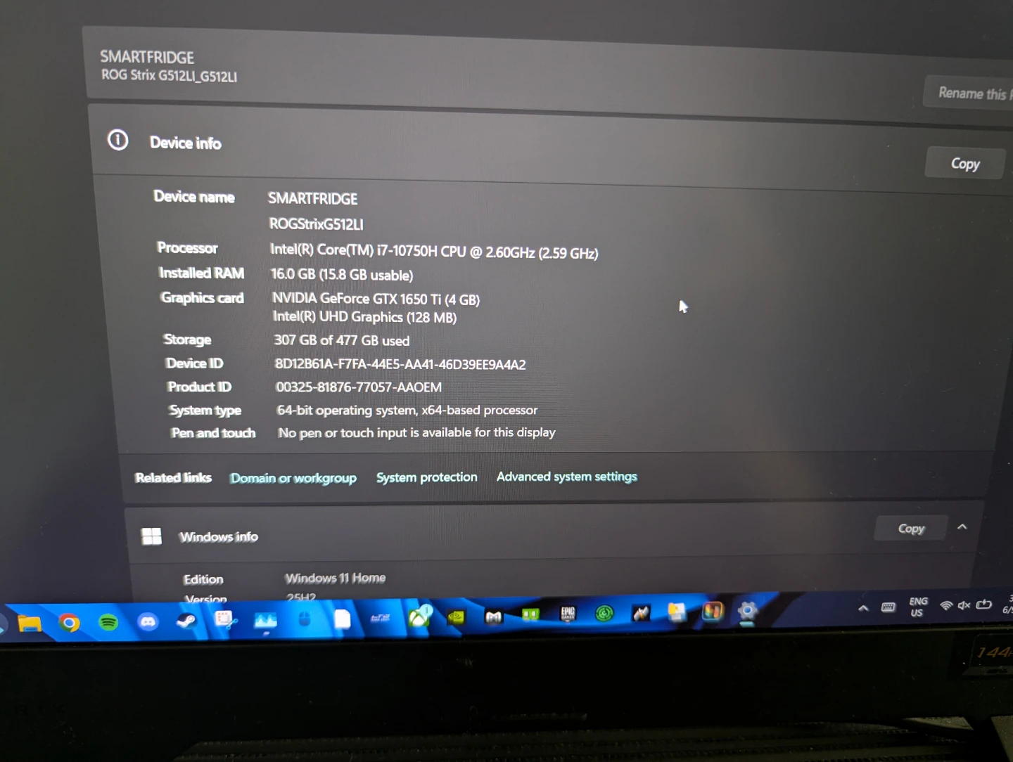 ASUS ROG Strix G512LI Gaming Laptop (Open to offers) - photo 2