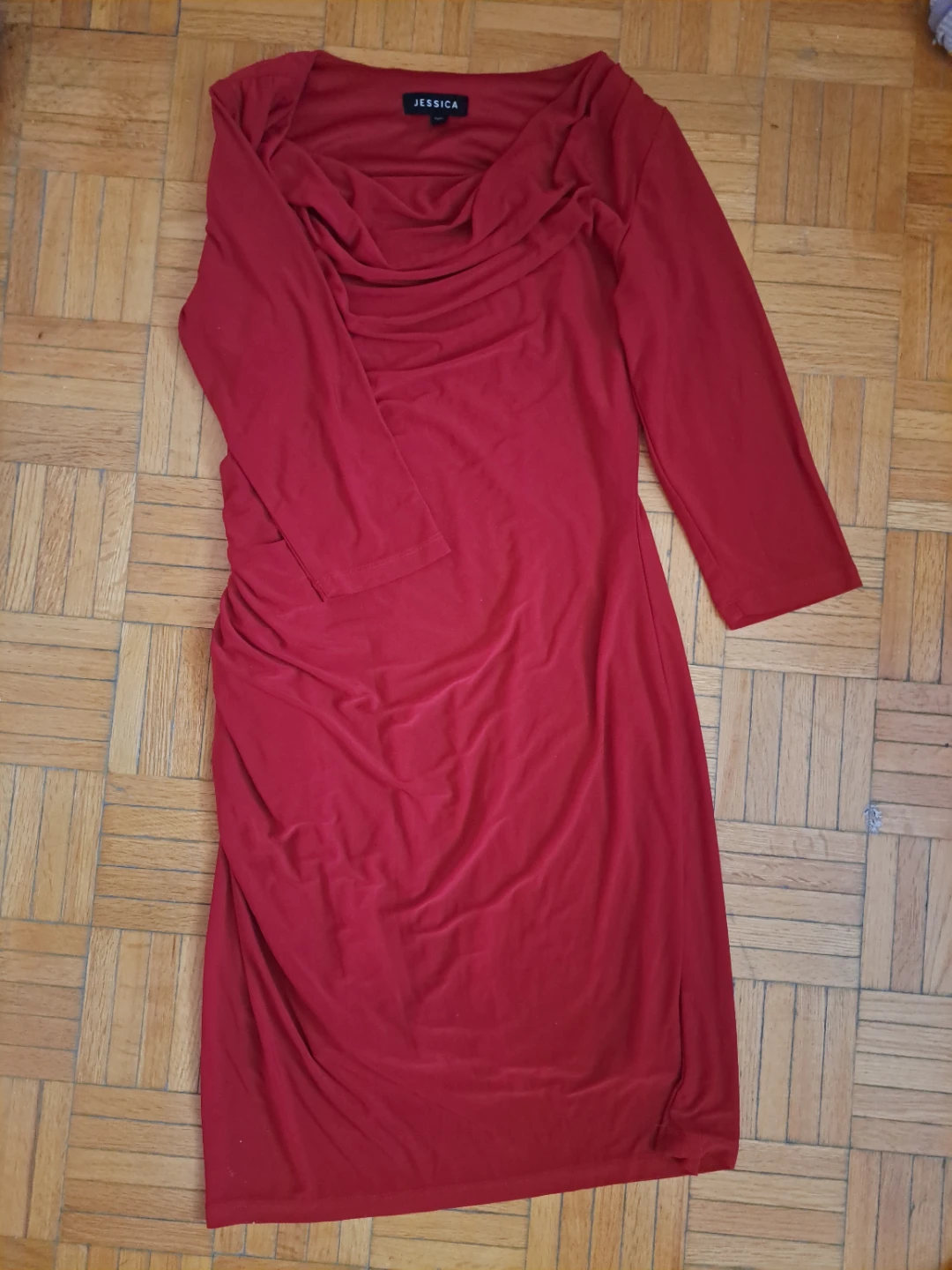 🛍Jessica Red Ruched Long Sleeve Dress🛍