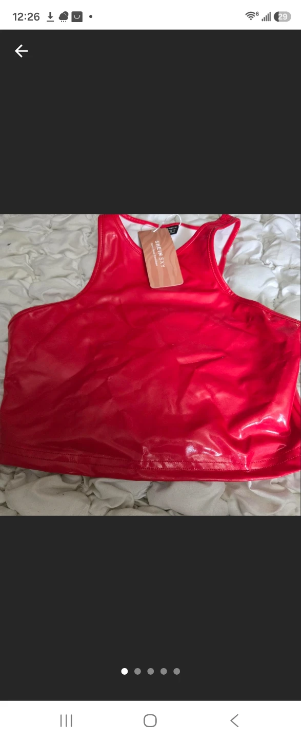 SHEIN CURVE Red Wet Look Crop Tank Top - photo 2