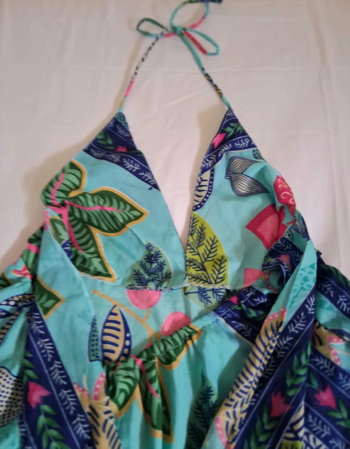 GORGEOUS BOHO MAXI TURQUOISE HALTER DRESS - photo 5