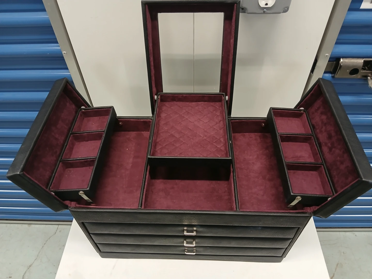 Leather Jewelry Box Organizer with Mirror