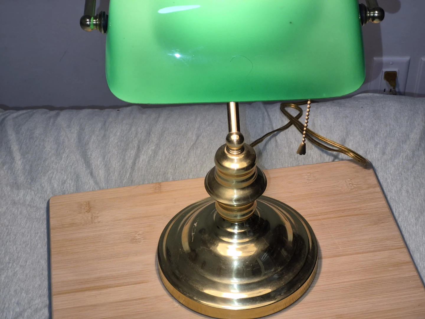 Brass Bankers Lamp with Green Shade