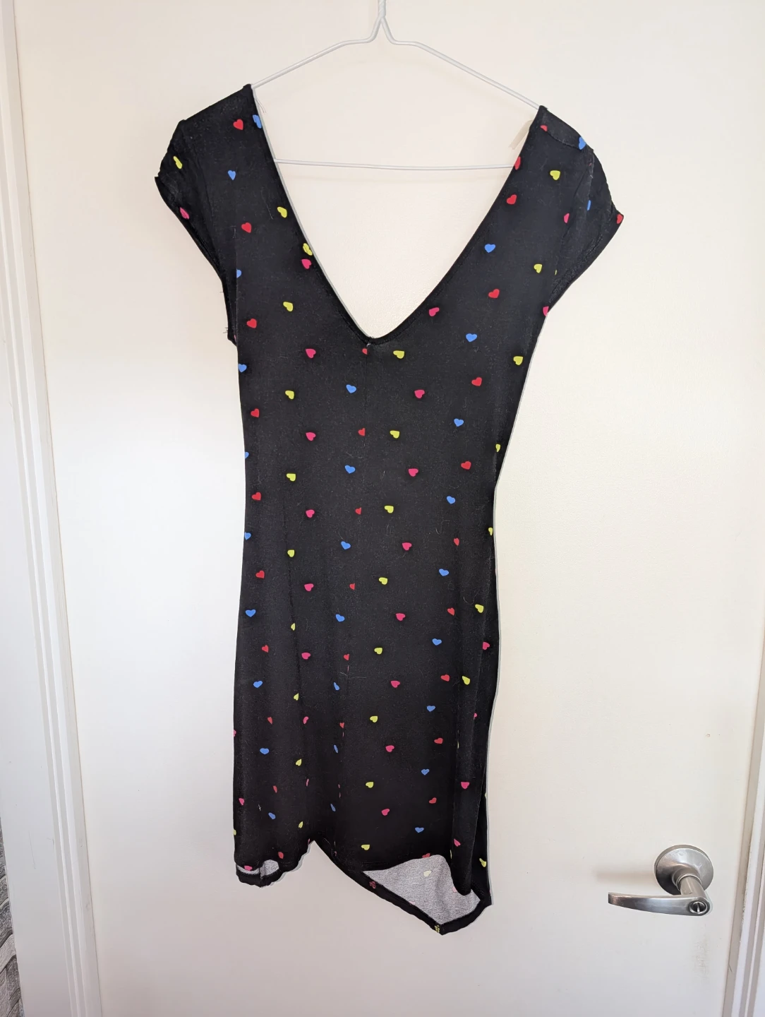 Black with coloured hearts ruched dress size M - photo 2