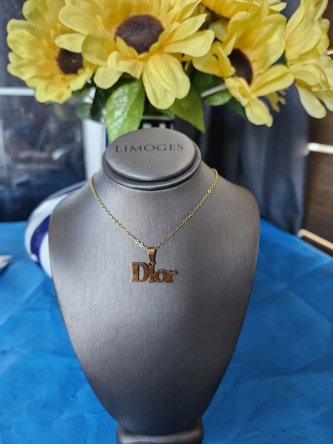 Gold-tone Designer Logo Pendant Necklaces (Dior, Chanel, LV) - photo 2