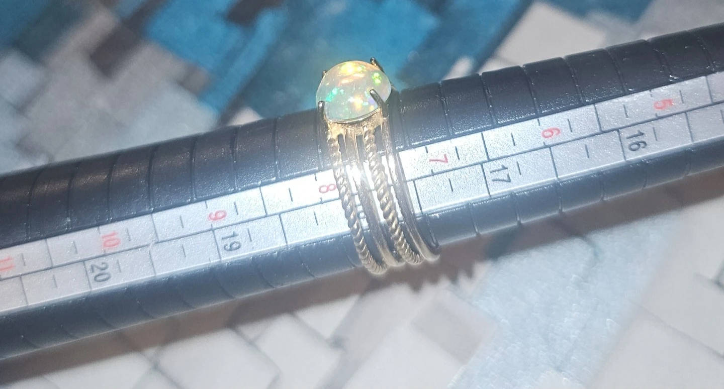 Opal Ring S925 silver setting with gold plating - photo 2
