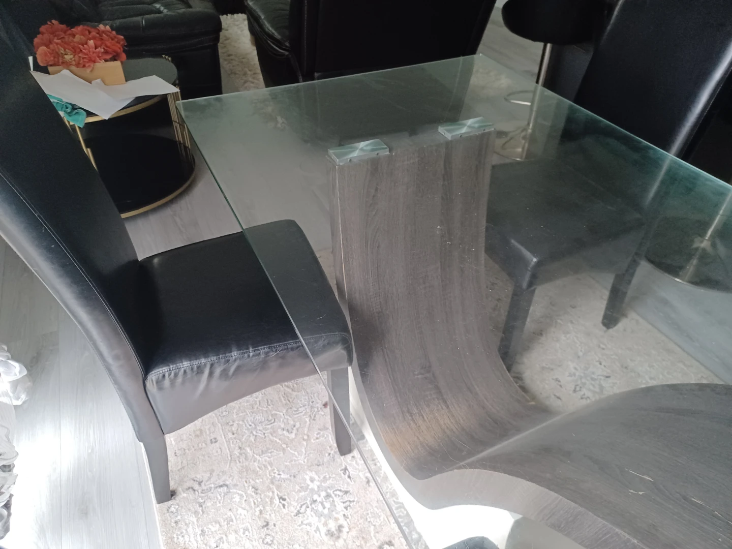 Glass Top Dining Table with Curved Base - photo 2