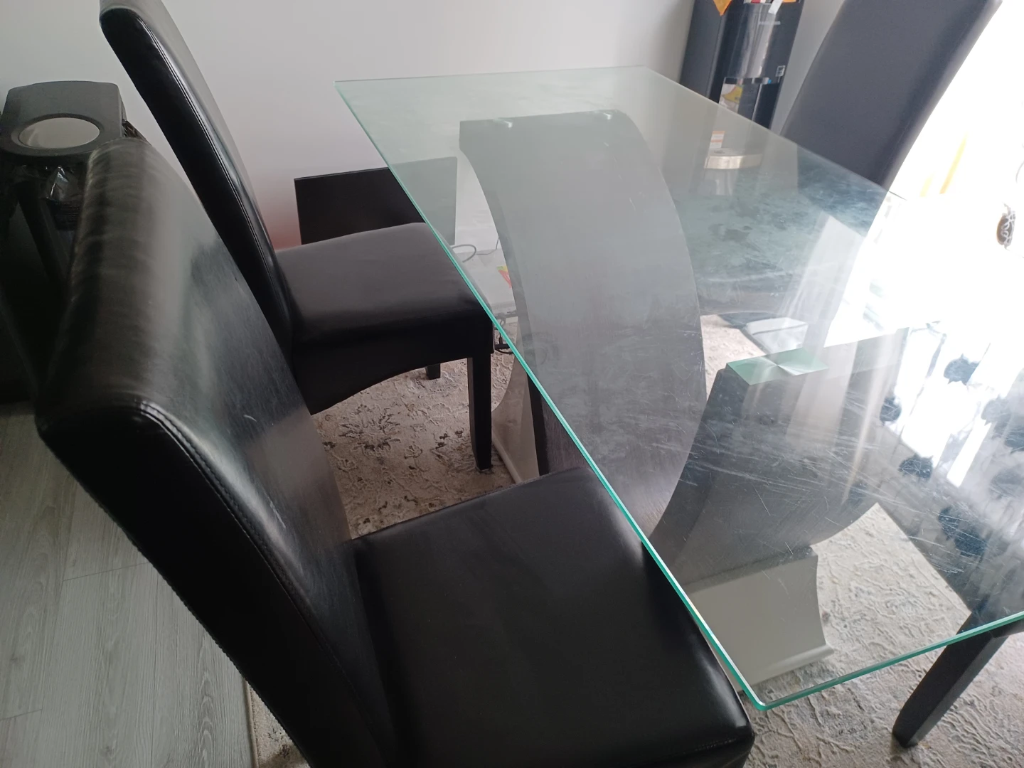 Glass Top Dining Table with Curved Base - photo 4
