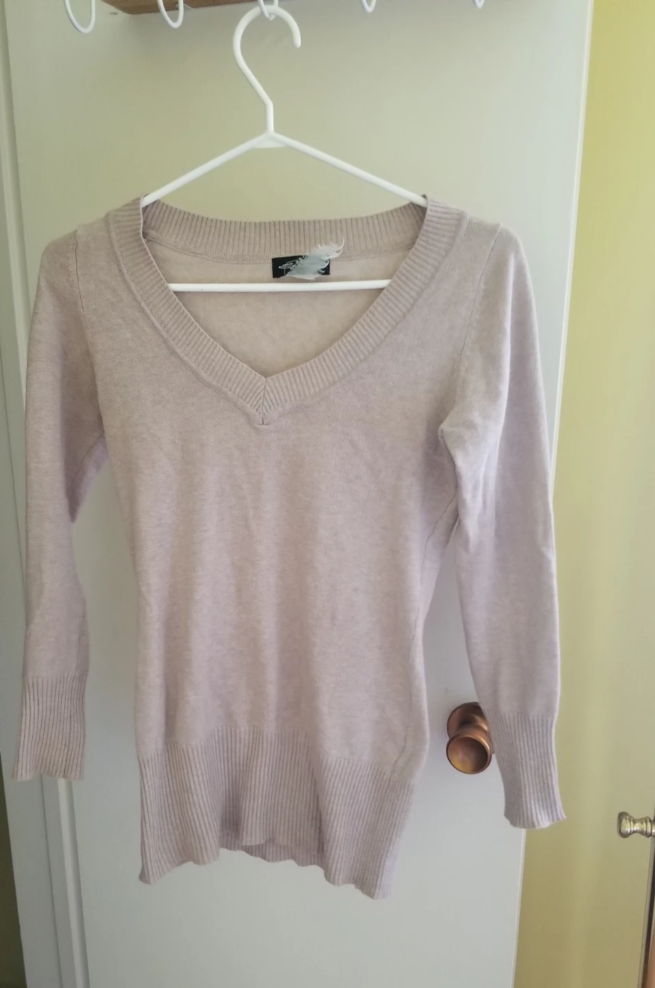 Beige V-Neck Sweater