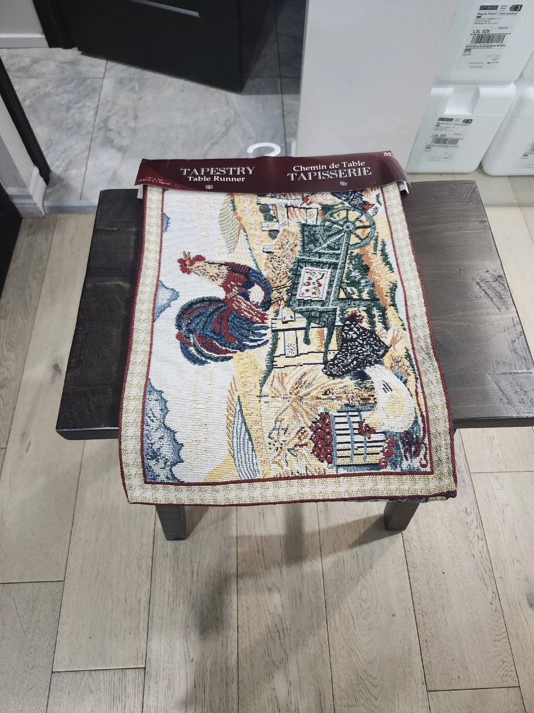 Tapestry Table Runner with Rooster Design