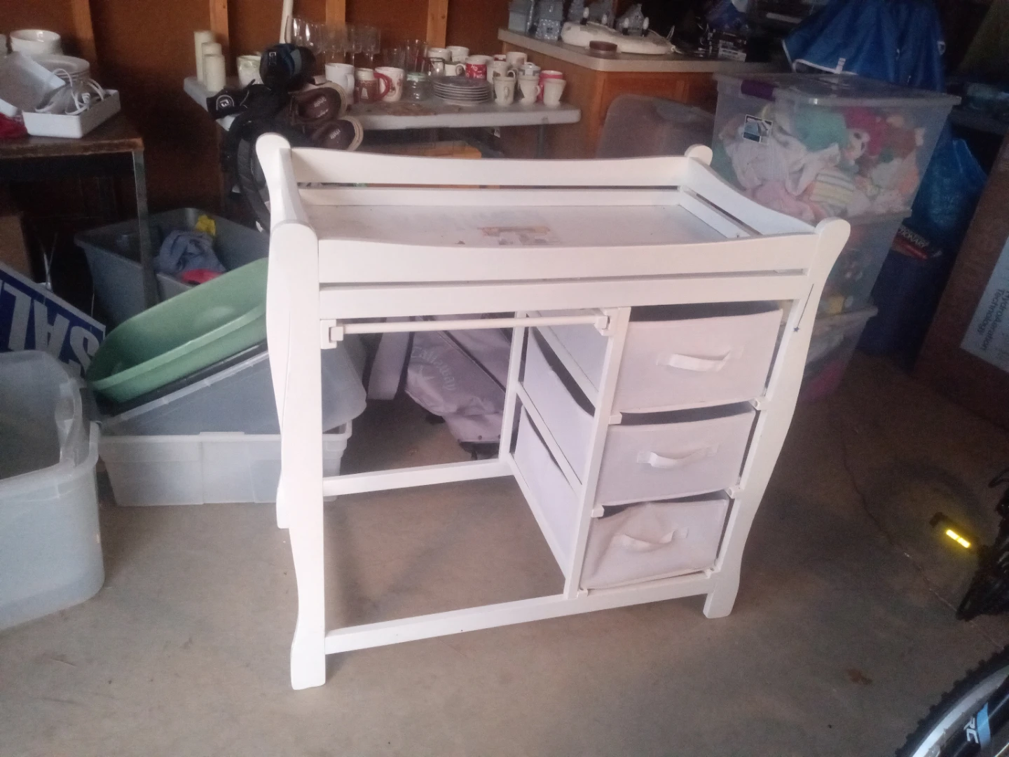 White Baby Changing Table with Storage Drawers